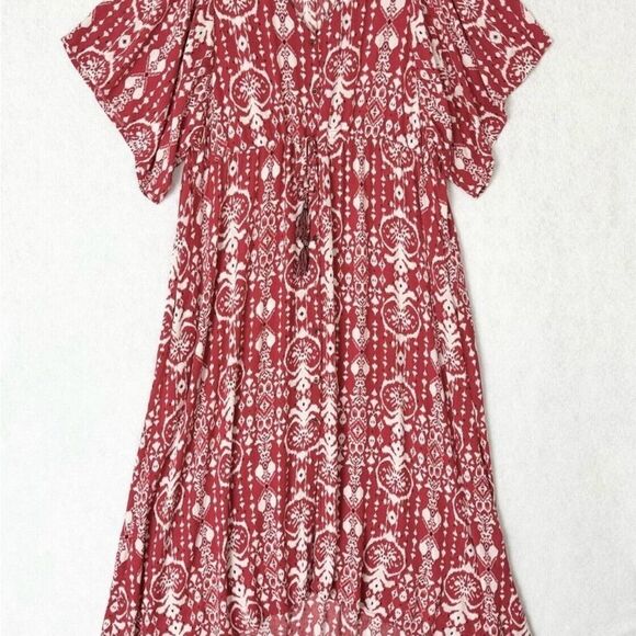 Knox Rose Red and White Boho Dress 100%rayon - Picture 10 of 10